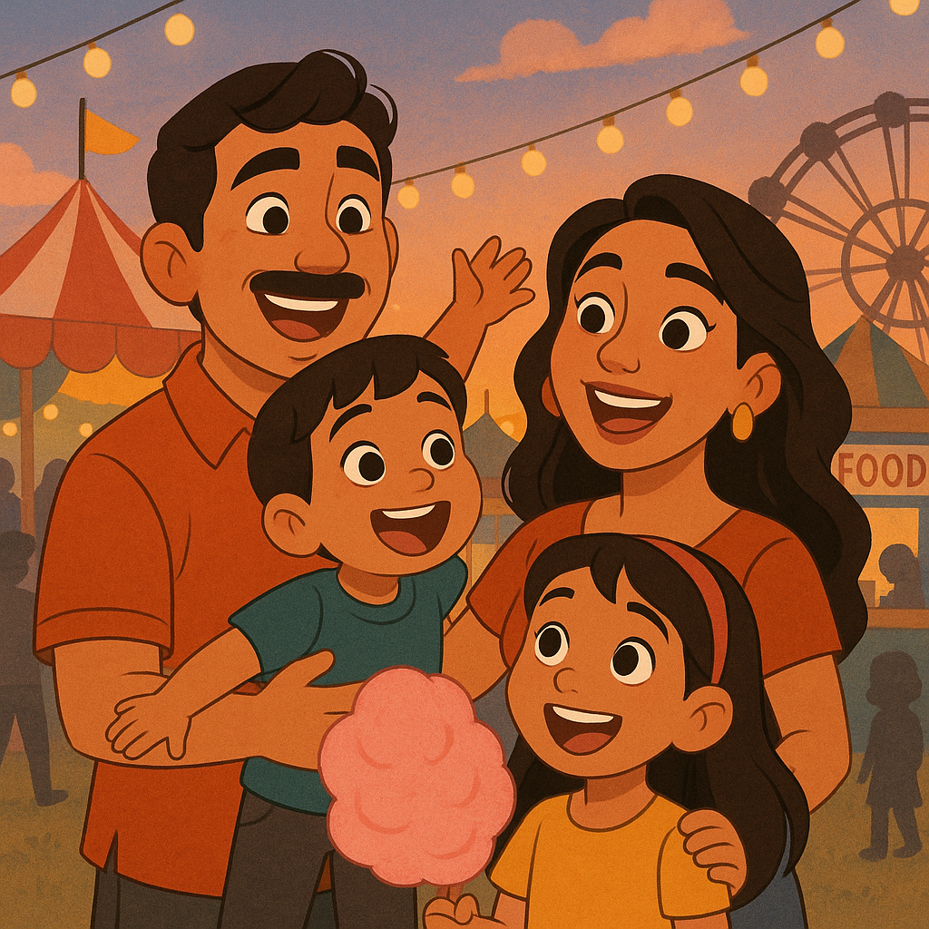 family at a local event latina animated